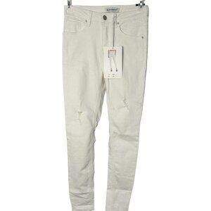 Blue Savvy White High Rise Rigid Denim Jeans Size 9/29 Distressed Skinny Leg NEW